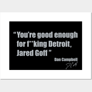 Dan Campbell to Jared Goff Posters and Art